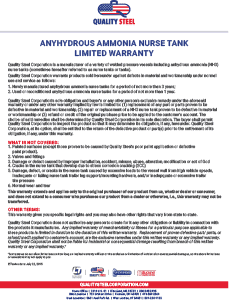 Warranty – Anhydrous Ammonia Tank PDF